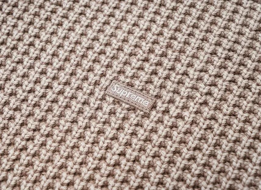 Supreme Washed Small Box Waffle Sweater "Light Brown"