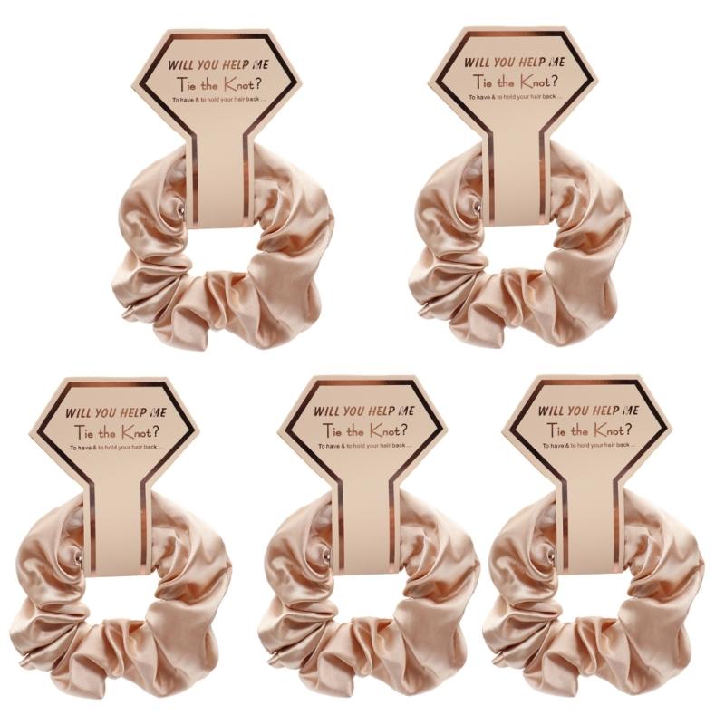 Bridesmaid HairPiece Hair Scrunchies Ponytail Holder Wedding Party Accessories Bridesmaid Scrunchies Proms Gifts 5PCS