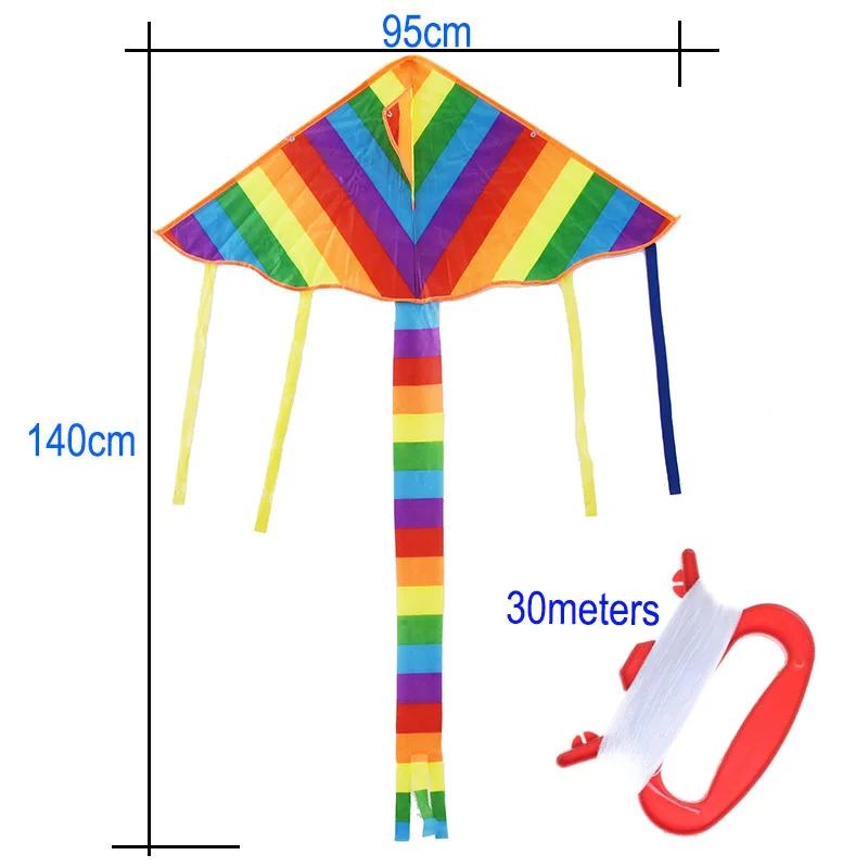 Kleurrijke Volwassen Vlieger Buitenspeelgoed Grote Driehoekige Vlieger met Handvat Lange Staart Vlieger voor Kinderen Regenboog Nylon Cadeau voor Volwassenen