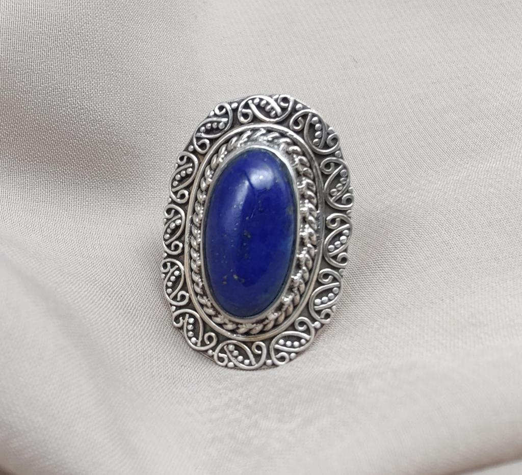 Lapis Lazuli Sterling Silver Ring: Handmade Ethnic Boho Jewelry