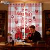 2pc Valentine's Day Romantic Love Car Print Shading Perforated Curtains Multi Size Living Room Insulation Festival Decoration