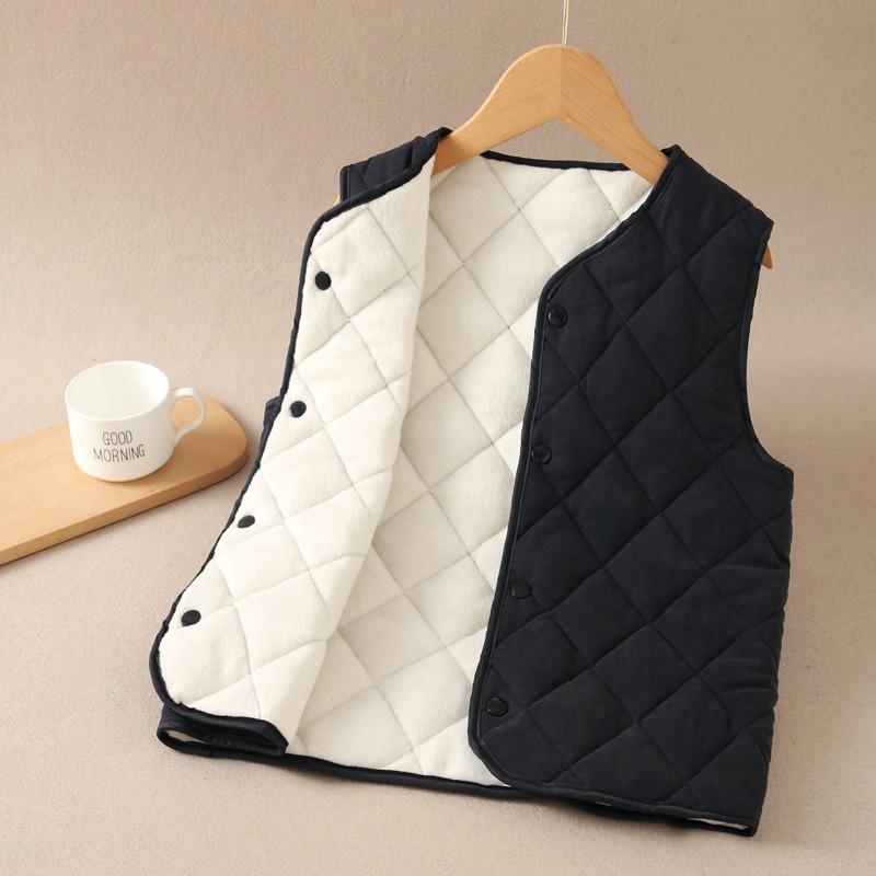 Kids Thickened Warm Padded Sleeveless Cardigan Vest For Boys And Girls