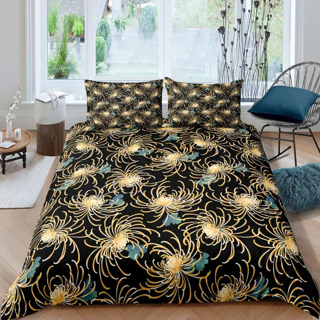 Chrysanthemum Duvet Cover Set Colourful Flower Pattern Polyester Comforter Cover For Kids Girls Bedding Set King Queen Full Size