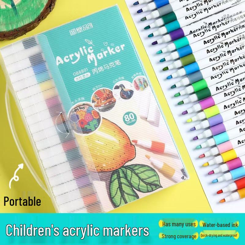 Opaque Acrylic Markers for Layering - Ideal for Elementary School Art, DIY Projects, and Watercolor with Durable Hard Tips.