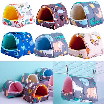 1pc Mini Animals Sleeping Bed Plush Hamster Nest Hammock Guinea Pig Squirrel Cage Hanging Winter Soft Warm House Pet Nest