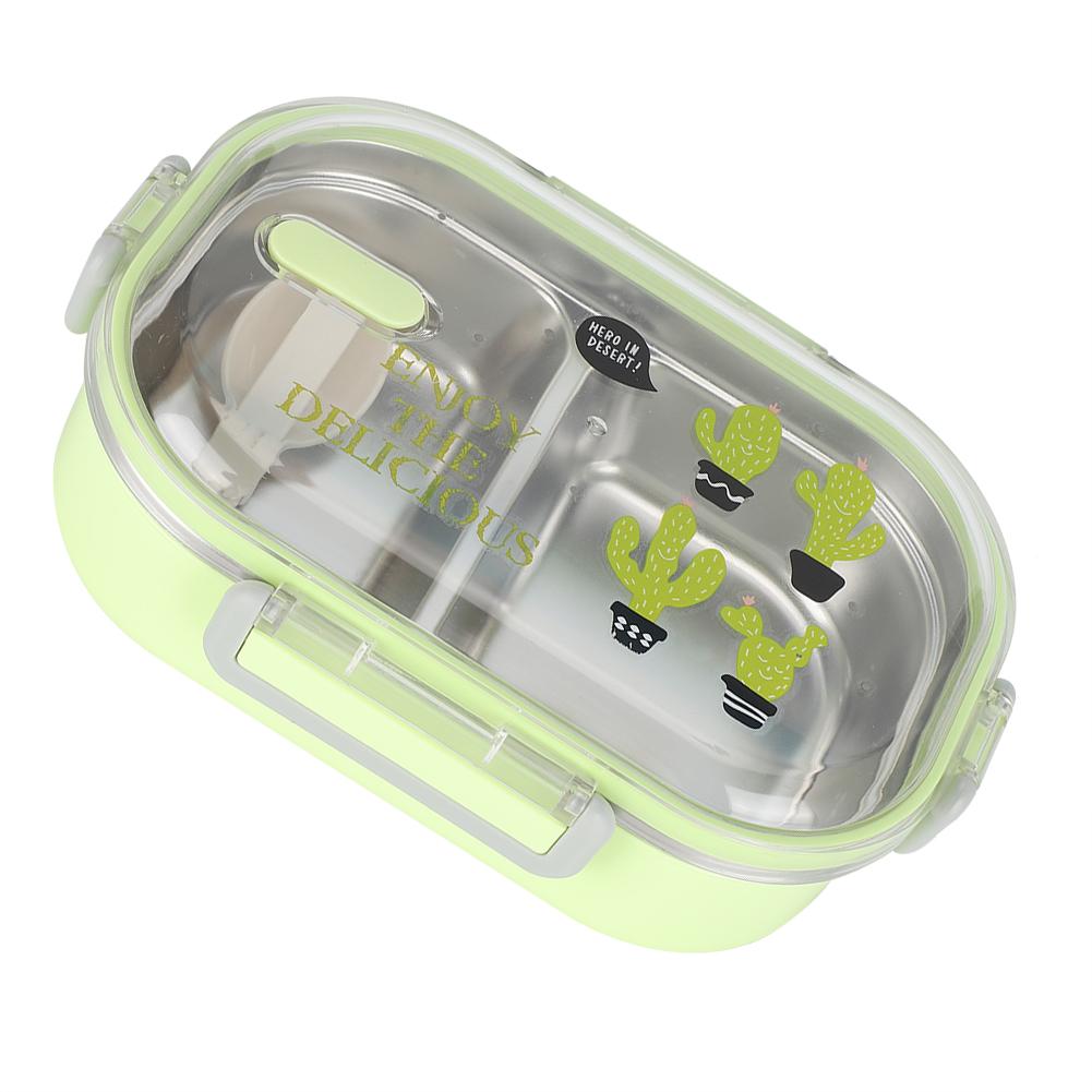 Portable 304 Stainless Steel 650ML Bento Box Leakproof Food Container for Students KidsGreen