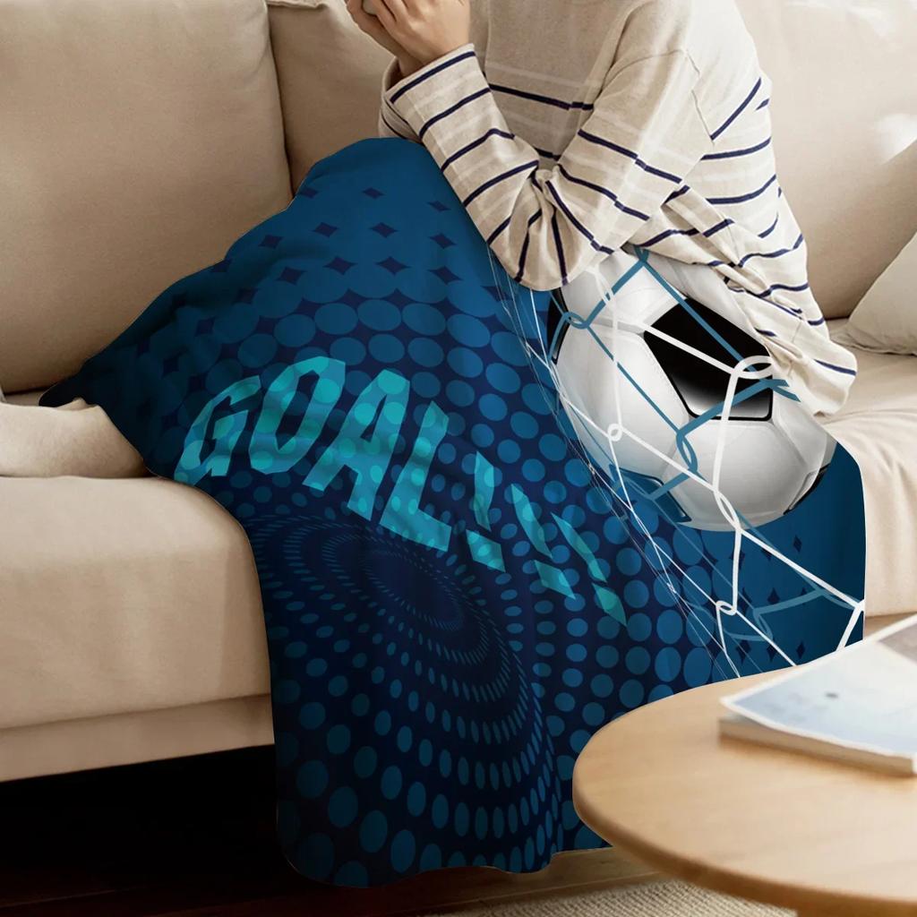 Soccer Ball Sport Football Print Blankets Coverlet Throw Cover Fleece Comfort Warm Flannel Blanket for Indoor Couch Home Decor