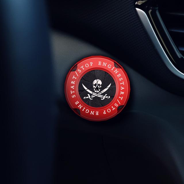 Evil Smiley/Skeleton Onekey Start Stop Button Cover Car Interior Decor Start Switch Protective Cover Motorcycle Start Ring