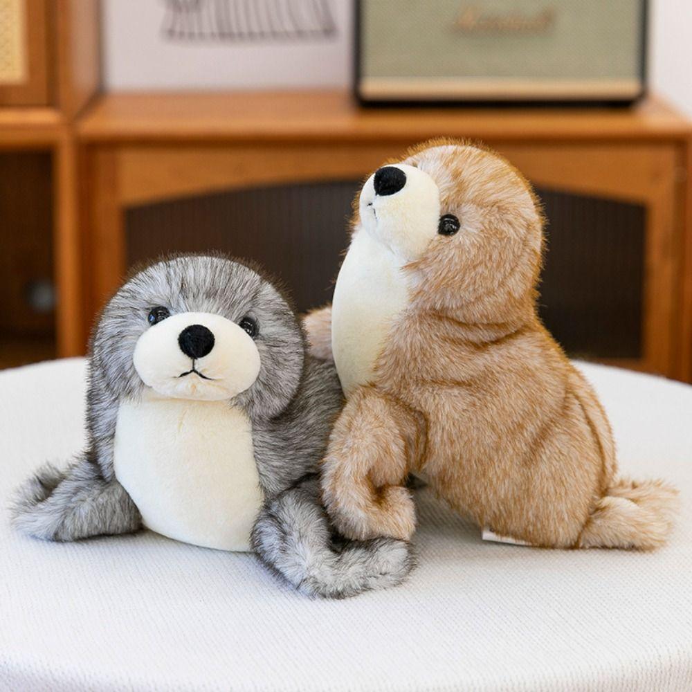 Fluffy Sea World Animal Stuffed Dolls PP Cotton Seal Stuffed Animal  Decorate Present