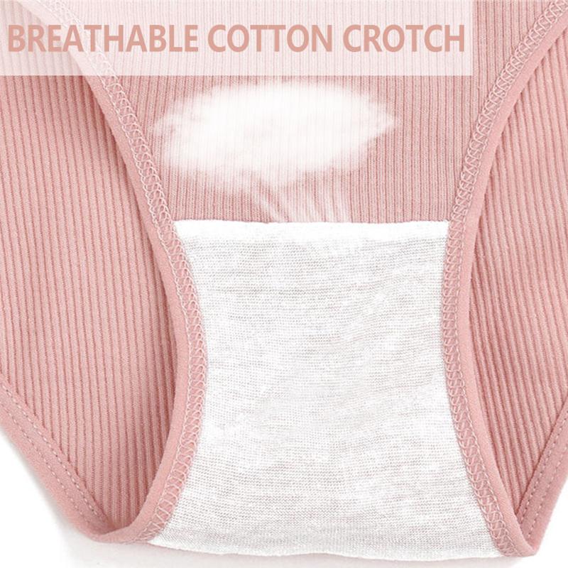 FINETOO 3Pcs/Set Sexy Low Waist Cotton Panties M-3XL Ribbed Breathable Briefs Underwear for Women Gym Fitness Casual Lingerie