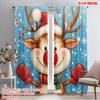 2pcs,2D Plane Printing Curtains&Window Treatment Cute Reindeer Christmas Versatile 100% Polyester (without Rod) Outdoor