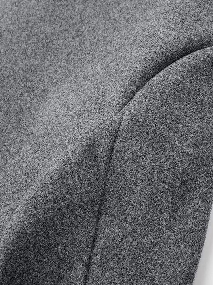 Palton Lung din Lână Artificială pentru Femei Palton cu Gât în V și Dublu Piept pentru Femei Palton Lung Gri pentru Femei, Rezistent la Vânt și Călduros Stil Clasic Minimalist