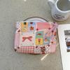Adorable Blue Cartoon Makeup Bag: Mini Pure Cotton Coin and Earphone Pouch, Lipstick Carrier, Portable Storage.