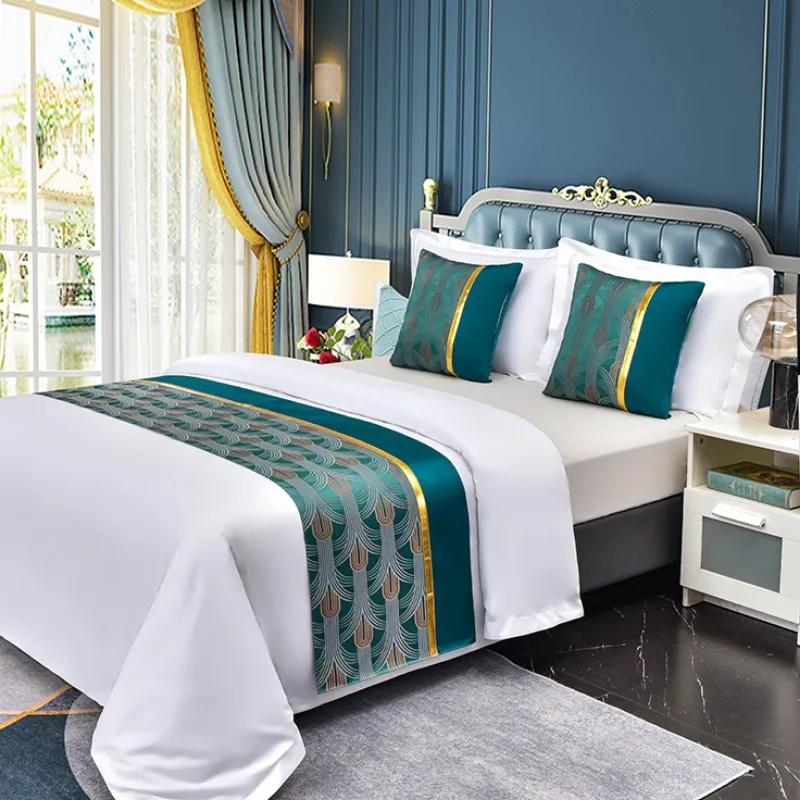 Chinese Style Fashion High Quality Bed Flag Hotel Cupboard Table Runner Decor for Home Parlor Wedding Room No Pillowcase