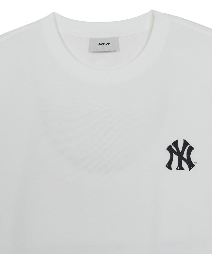 T-shirt Basique Emelbi Street Manches Courtes Oversize Lettre Arrière Ny (blanc)