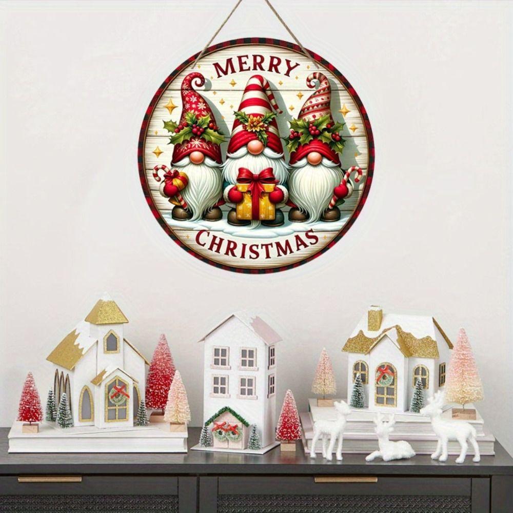 Ornaments Dwarf Hanging Candy Cane Pattern Christmas Doorplate Christmas Wooden Sign Farmhouse