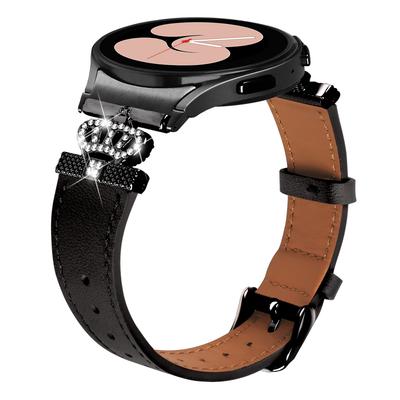 Pro Samsung Galaxy Watch4 Active Classic/Watch 5 Pro Active Řemínek k chytrým hodinkám z pravé hovězí kůže (Černá spona)