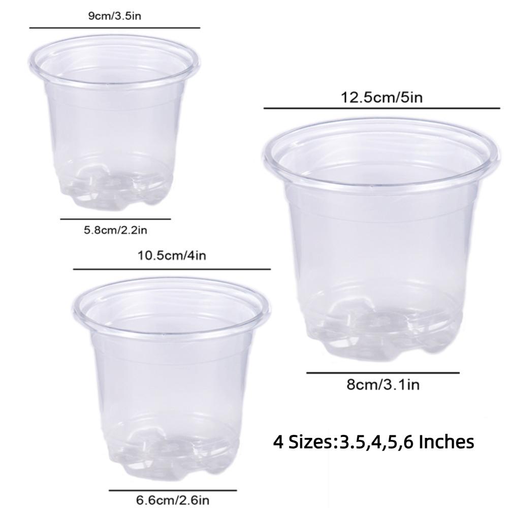10pcs Thickened Plastic Planter Transparent Flower Plant Container Clear Nursery Pots Home Decor
