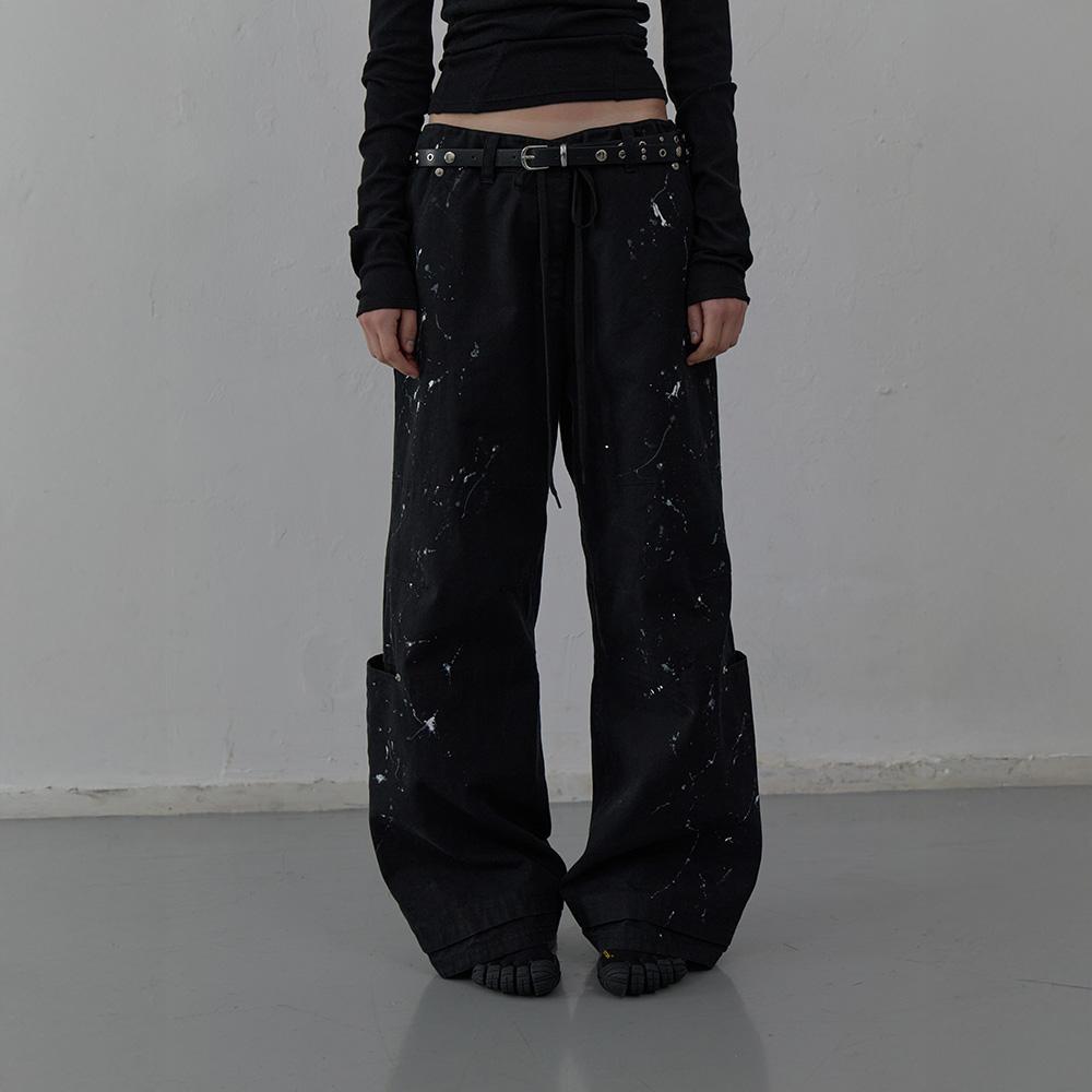 LCDC™ Paint Effect Wide-Leg Trousers (Black)