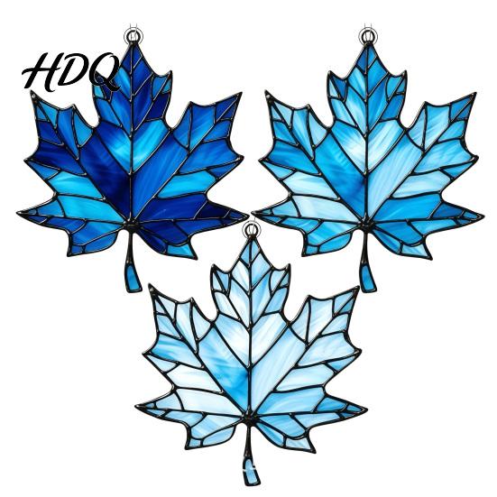 Indoor Autumn Party Supplies Acrylic Maple Leaf Suncatcher for Home Decor Stained Glass Decorative Leaves Style Window Hanging Ornament Thanksgiving