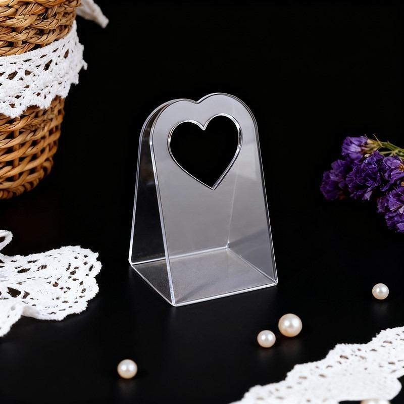 20pcs Fresh Flowers Handle Box Plastics Triangle Transparent Gift Boxes Acrylic Portable Arrangement Flower Bag Use Event Party