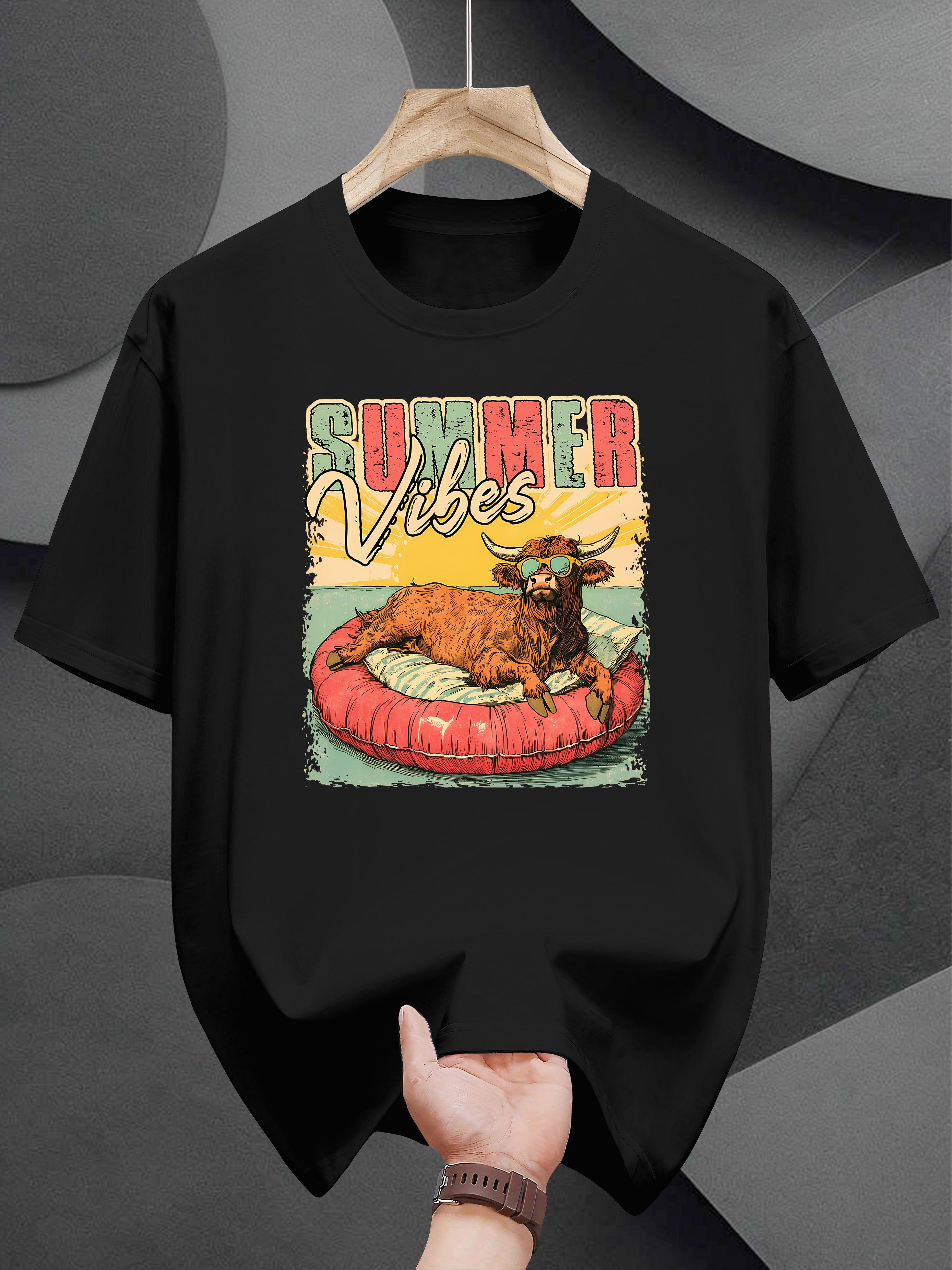 Summer Vibes Graphic T-shirt - Casual Crew Neck XXXXL