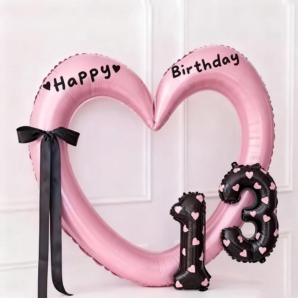 40 Inch Heart Hollow Balloon DIY Numbers 11-18 Ballons for Kids Birthday Party Gifts Decoration