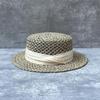 Summer Retro Salty Grass Woven Flat Top Wide Brim Top Hat Men'S And Women'S Sunshade Holiday Beach Straw Hat