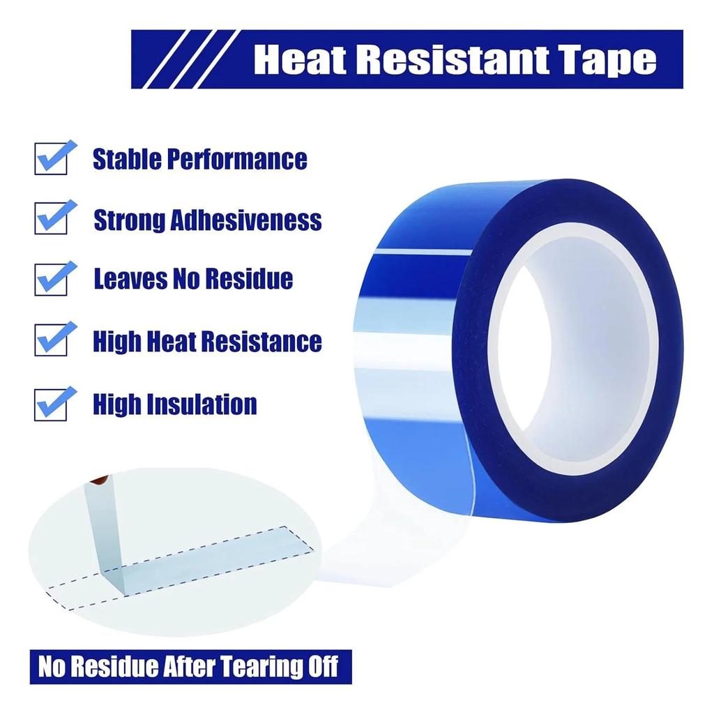 4 Rolls Blue Heat Tape, High Temperature Heat Resistant Tape Heat Transfer Tape for Heat Sublimation Press Vinyl, No Residue