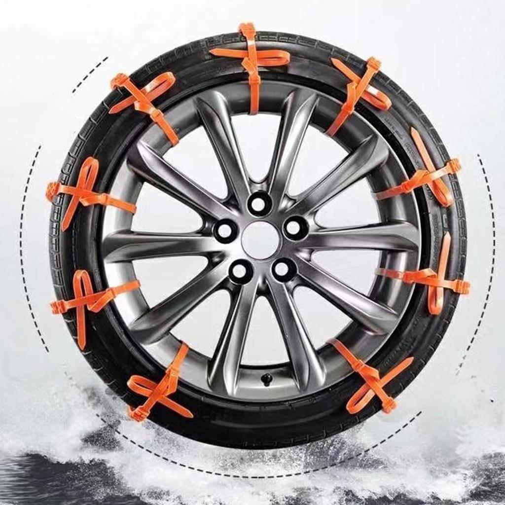 Zip Tie Snow Chains 40 Pieces Anti-Slip Adjustable Snow Chains Winter Traction Tire Belt for Winter Ice Muddy Roads Vehicles