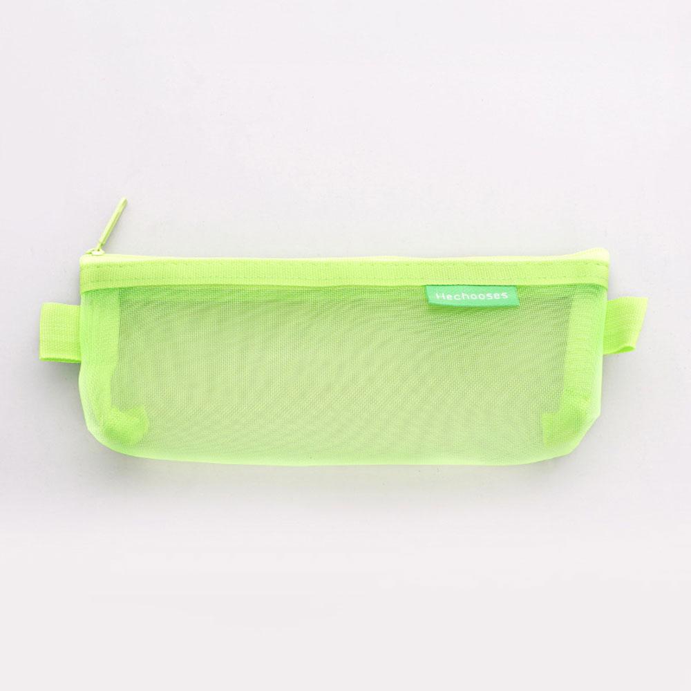 

Простая прозрачная сетчатая сумка для хранения ручек, портативная сумка для ручек для студенческих экзаменов, большая вместительная сумка для канцелярских принадлежностей 210×90mm зелёный