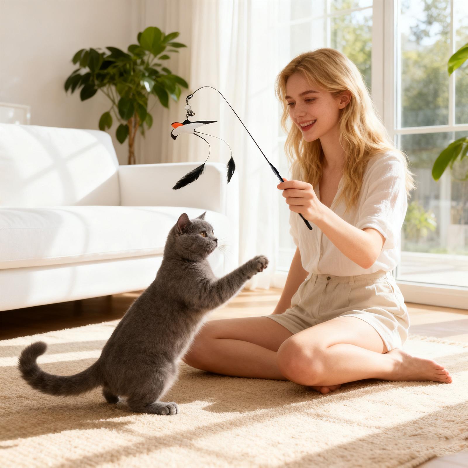 

Cat Teaser Swallow Design Exercise Game Cat Stick Toy With Bell For Indoor Home Living Room Apartment Training Post-Meal China Mainland