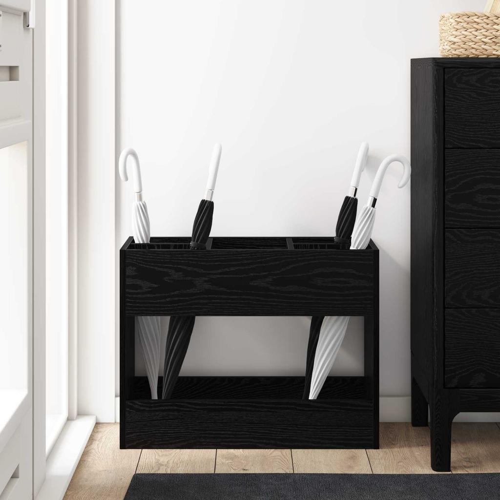 Umbrella Stand Black Oak Look 65 x 24 x 50 cm