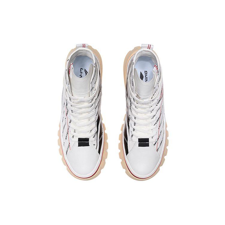 Li Ning Boot Textile, TPU Slip Resistant, Abrasion Resistant, Breathable High top Casual Shoes Women's White Black AGCP388-15