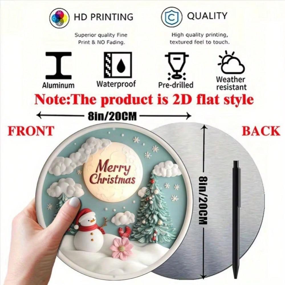 Vintage Round Aluminum Christmas Sign 8x8 Inch Rustic Home Wall Decor 20x20