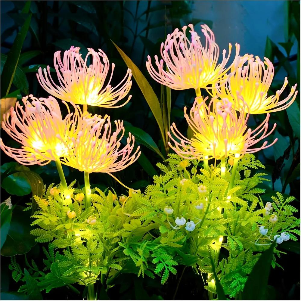 Solar Garden Lights Outdoor 3-Heads Realistic Flower Solar Stake Lights Auto On/Off Decorative Lamp for Yard Patio Lawn Pathway