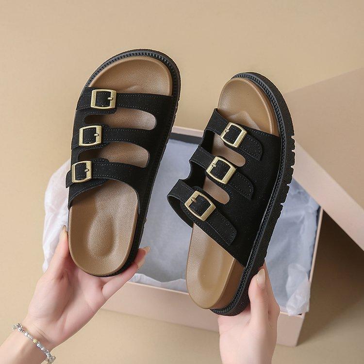 

Casual beach cool slippers cool slippers new one-word drag wear flat-soled maternity sandals 35 чёрный