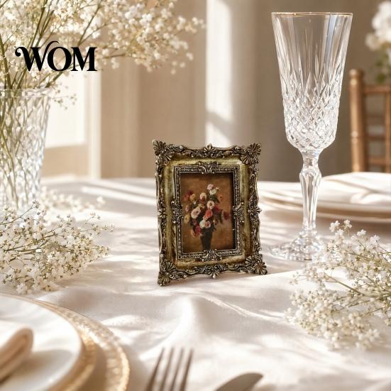 Decorative Vintage Frame Retro Photo Frame, Golden Coated Distressed Picture Resin with Rococo Classic Wall Decor Texture, Tabletop And Mount