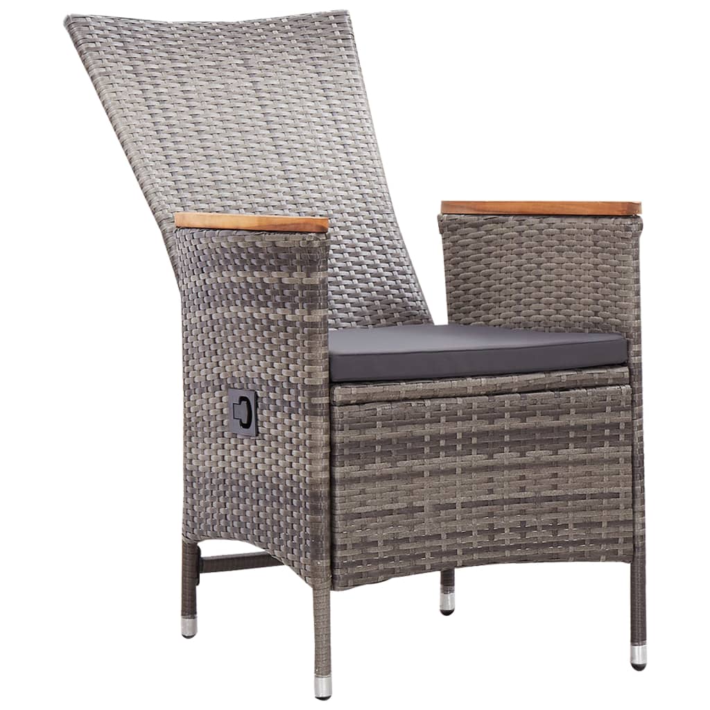 Garden Chairs 2 pcs with Cushions Grey Poly Rattan