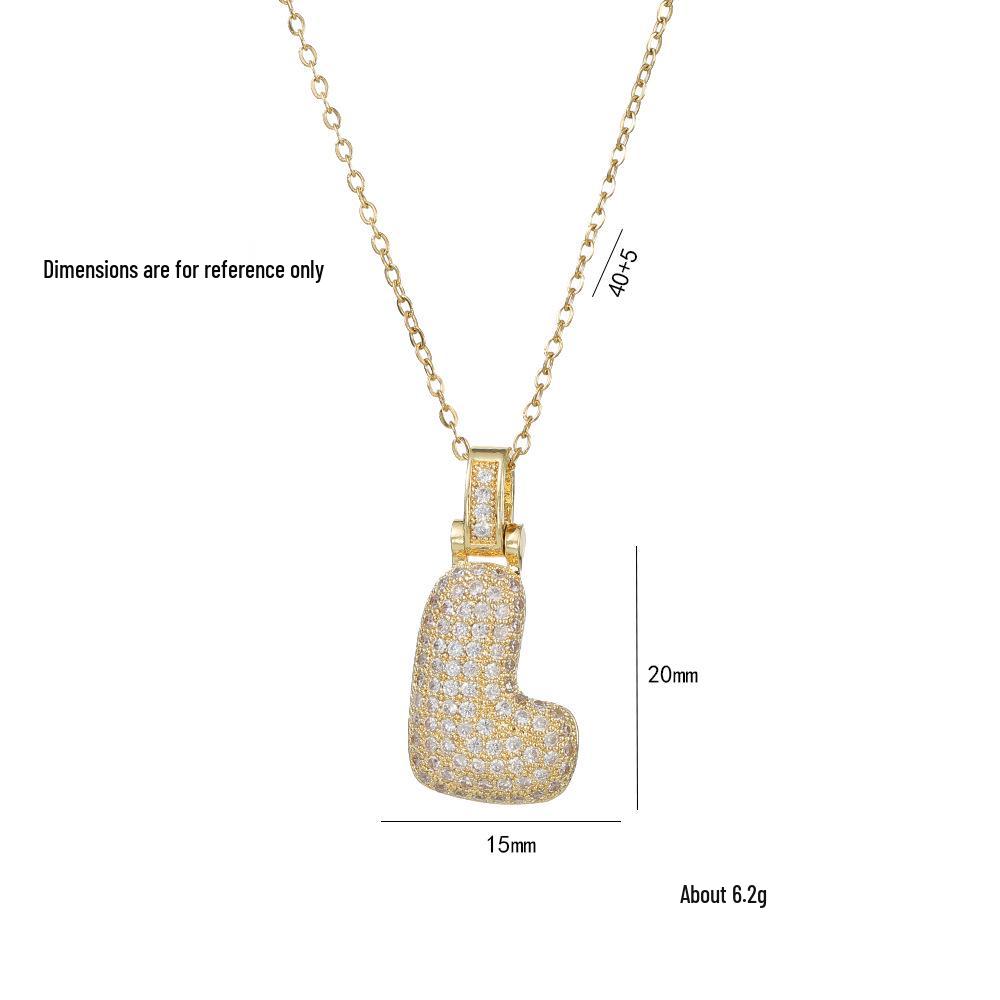 Women's European & American Style Copper Zircon Initial Necklace - Fashionable Clavicle Chain