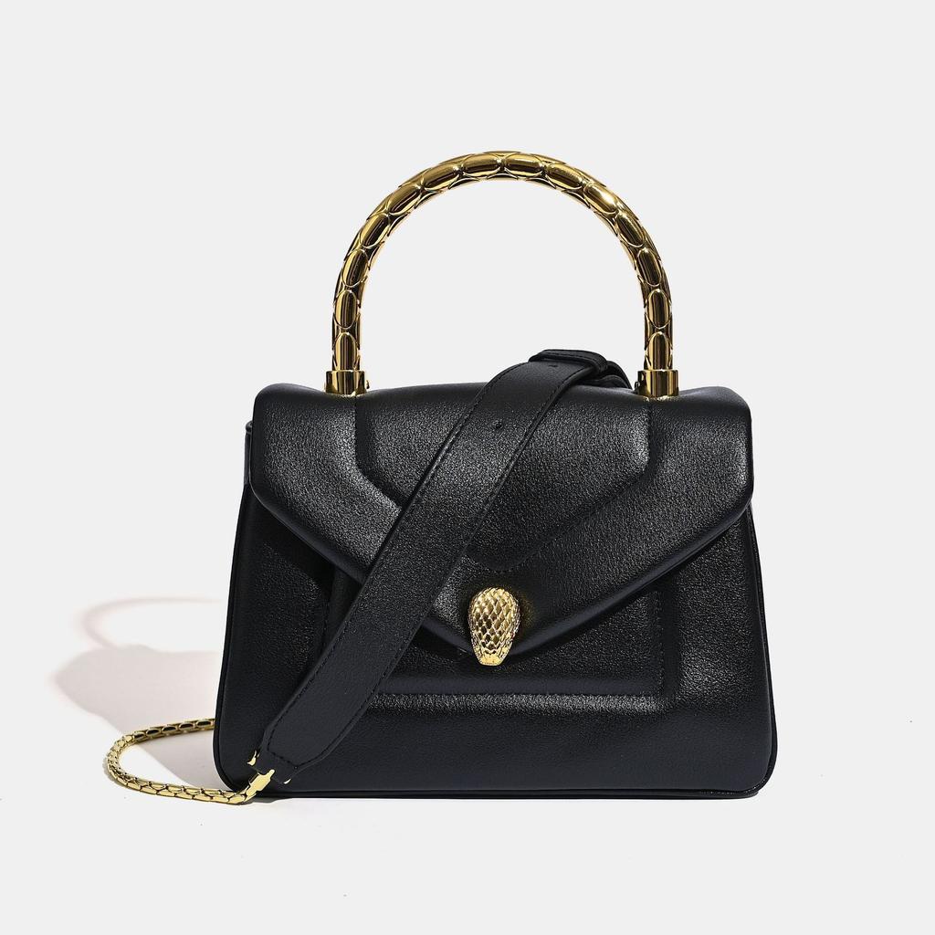 Handheld Small Square Bag, Genuine Leather Women's Bag, Crossbody Style, High-end Genuine Leather Bag