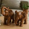 Housewarming Gift for Friends Elephant Figurine Ornament, Resin Wood Grain Statue, Auspicious Compact Shelf Statue Animal Sculpture Home Office Living