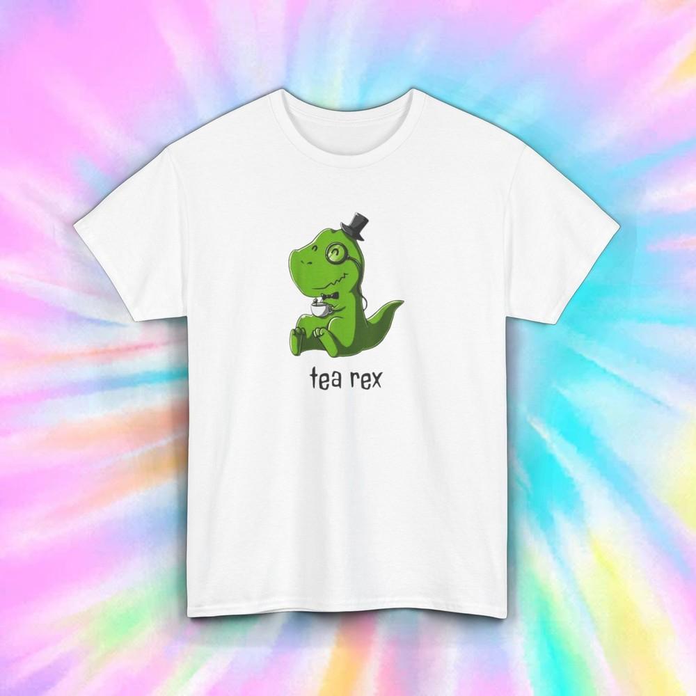 Tea Rex Dinosaur with Tea Funny Pun Gift T-Shirt Cute Design for Adults S-5XL