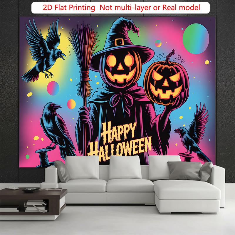 Party Backdrop Halloween Flat Witch Pumpkin Crow Event Backdrop Decoration Party Decor