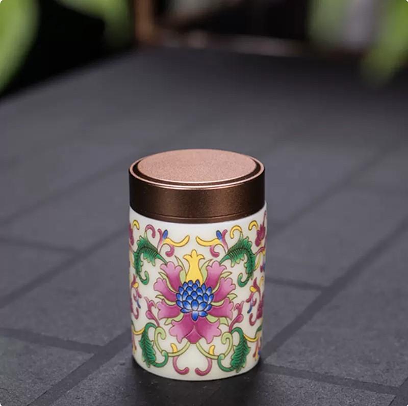 Exquisite Pastel Ceramic Tea Caddy Portable Travel Sealed Tea Boxes Tea Jar Storage Tank Coffee Canister Spice Candy Containers
