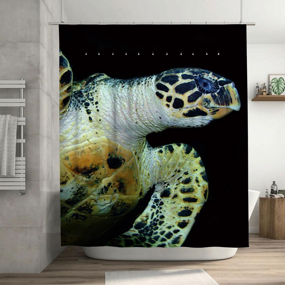 Beautiful Turtle Print Shower Curtain Waterproof Fabric Easy Installation for Bathroom Decorations