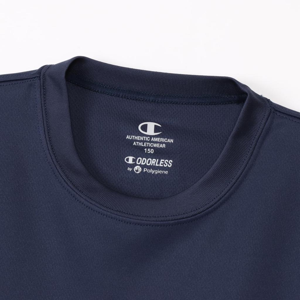 Champion Long Sleeve Crew Odor Quick Script Mini Long Sleeve Basketball Kids' T-Shirt, Neck, Antibacterial, Resistant, Drying, Logo, T-Shirt, Navy,