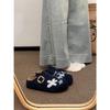 Fleece thick-soled bag head half-drag Birkenstocks women wear non-slip soft-soled cotton slippers
