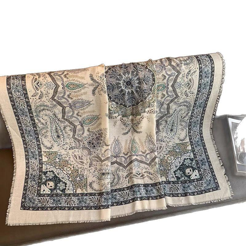 Large Linen Square Scarf for Women In Summer Air-conditioned Room with Large Shawl Spring and Autumn Thin High-end New Sunscreen Scarf