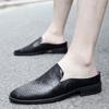 2026 Summer Mules Men Half Shoes For Man Slippers Hollow Out Leather Mens Casual Shoes Backless Loafers Male Slides Flat Sandals